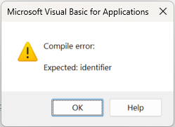 compile error expected identifier
